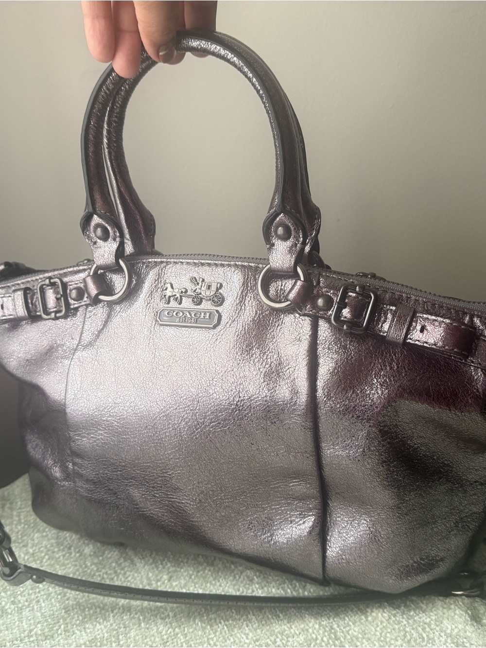 Vintage Y2K Coach Madison Sophia Metallic Leather Satchel